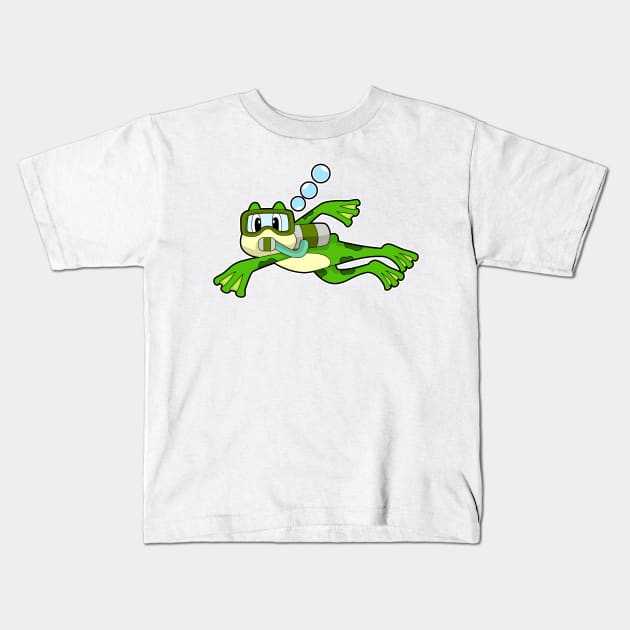 Frog Diver Oxygen bottle Kids T-Shirt by Markus Schnabel